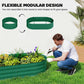 Green modular raised garden bed with arched trellis shown with flexible ring panels