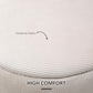 Close-up of cream white corduroy fabric texture on an ottoman lid