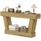 Oak console table with open lower shelf and wide tabletop