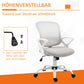 Gray mesh office chair with padded seat and height adjustment lever on swivel base