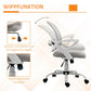 Gray mesh chair with rocking function, showing control lever and caster base