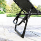 Black folding chaise lounge chair with 4-position reclining back and mesh seat