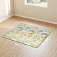 Rectangular reversible alphabet and animal play mat with size markings on edges