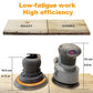Random orbital sander with sanding base resting on a wood workpiece