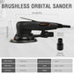 Brushless orbital sander with dust port adapters and extended body