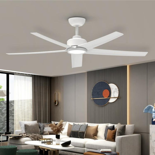 52 inch Ceiling Fans with Lights, Large Air Volume Ceiling Fans with Reversible Quiet DC Motor and Remote, 5D-W5, 5X-W5