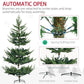Green artificial Christmas pine tree with auto-open look on a black metal stand