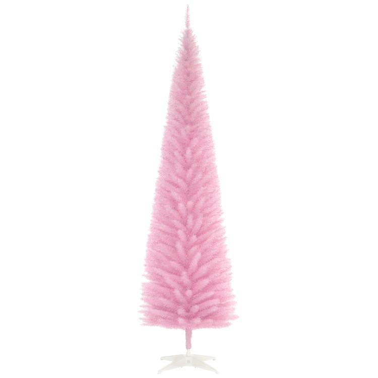 7ft unlit pink pencil artificial Christmas tree with dense, realistic branches