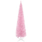 Pink pencil artificial Christmas tree, full silhouette with unlit realistic branches