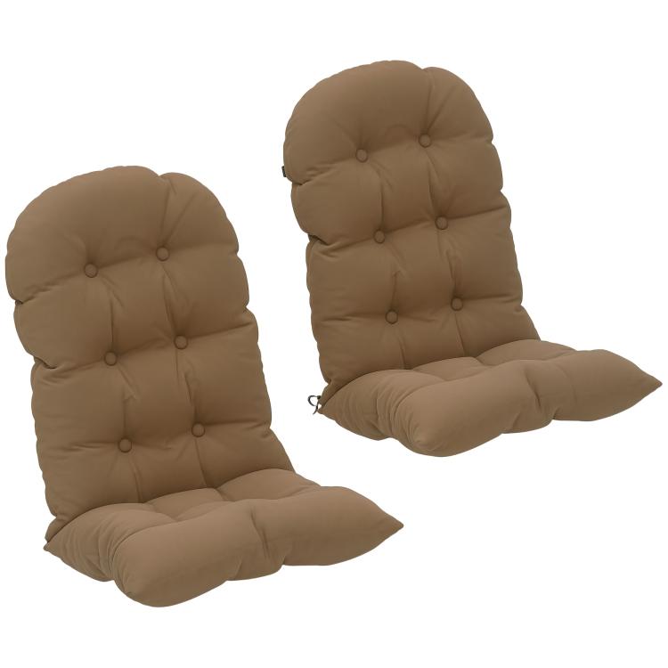 Khaki tufted high-back chair cushions set of 2 with button-tufted backs and seat pads