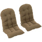 Khaki tufted high-back patio chair cushion set of 2, two separate seat and back pads