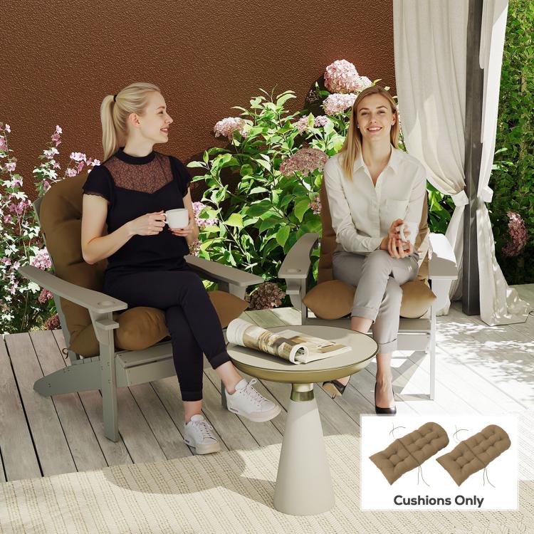 Khaki tufted high-back patio chair cushions set of 2, with seat and back padding