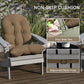 Khaki non-slip tufted high-back chair cushion with side ties and adjustable back strap
