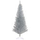 Silver unlit pencil artificial Christmas tree with narrow shape and white base