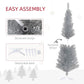 Unlit pencil artificial Christmas tree with attachable base and sectioned design