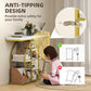 Console table with circular gold base and anti-tip safety hardware