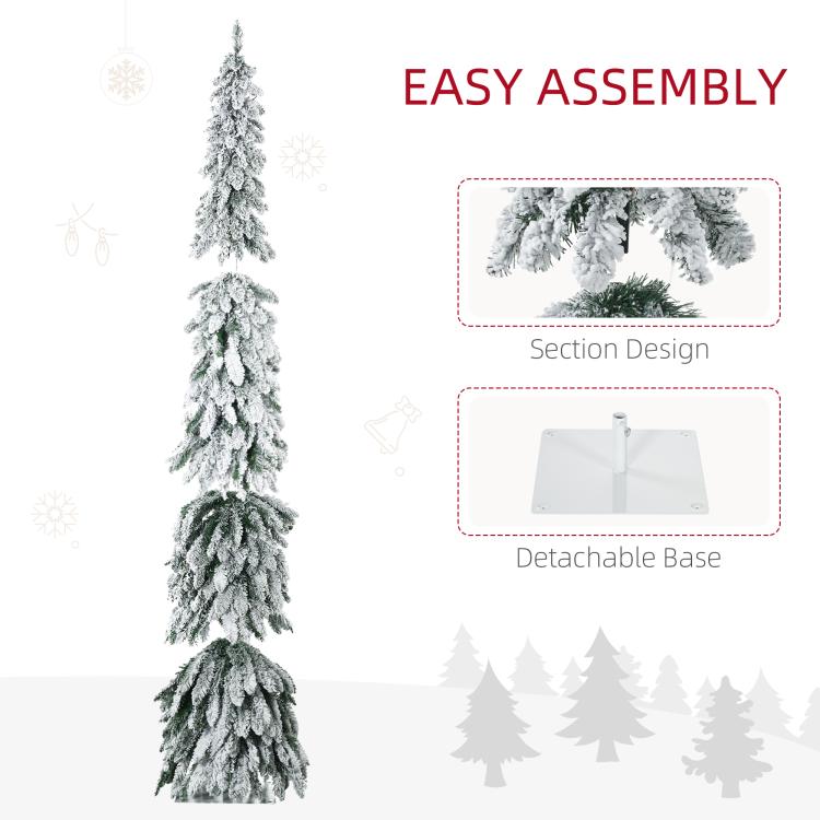 Frosted artificial Christmas tree with detachable base design for assembly