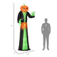 9 ft inflatable pumpkin-head ghost with green hands; shown next to person silhouette