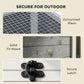 Tortoise enclosure detail: wire mesh cover, dark gray fir wood, and secure latch