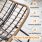 Woven wicker rim detail on rocking egg chair with black support bars