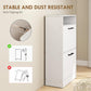 White shoe cabinet with anti-tipping kit hardware shown on corner