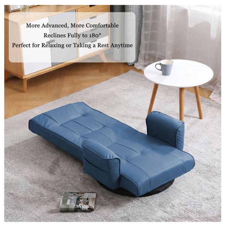 360 Degree Swivel Floor Chairs for Adults, Faux Leather Gaming Floor Chair with Back Support, 14 Angles Adjustable Comfortable Floor Lounge Chair Folding Video Game Chairs Office Bedroom