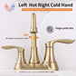 Brushed gold 2-handle widespread faucet with 360-degree swivel spout outlet