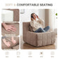Beige floor sofa chair with textured upholstery and supportive seat cushion
