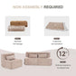 Non-assembly floor sofa chair packaging and unboxing steps for beige model