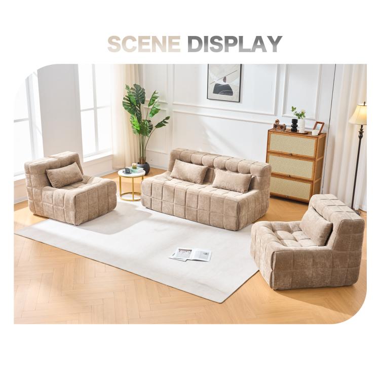 Single Floor Sofa Chair, Boneless Sofa Cloud Couch, Chenille Modular Accent Chair with High Resilience Sponge for Living Room Bedroom No Assembly Required Coffee | Bonless sofa