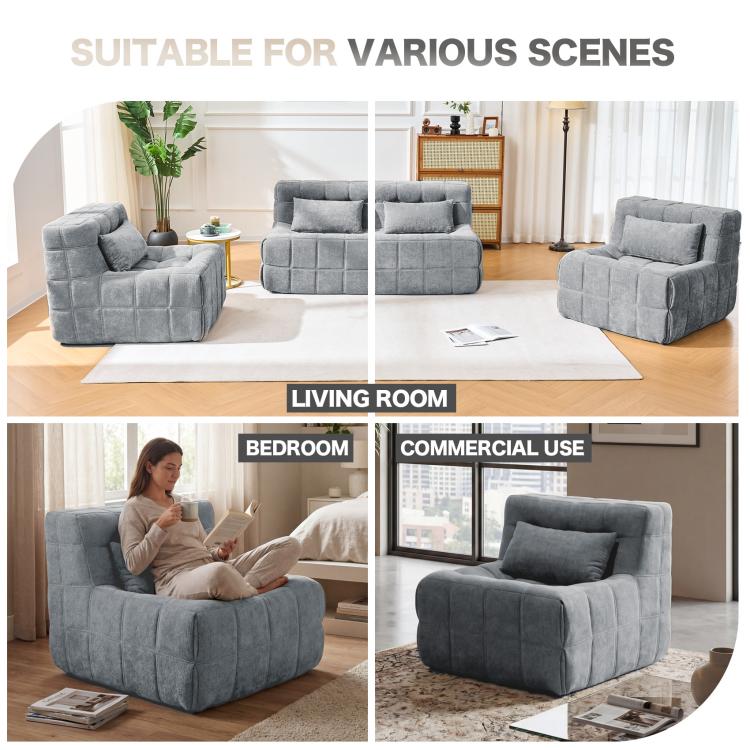 Grey modular sofa chair set with matching seat and back cushions