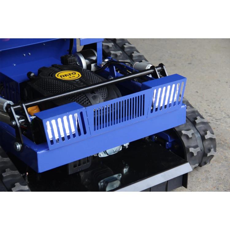 Blue remote crawler mower with vented guard bar and RATO engine housing