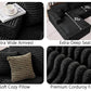 Black corduroy L-shape sectional sofa with wide armrest and deep seating cushions