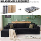 Black corduroy L-shaped sectional sofa with oversized chaise and deep cushions