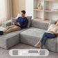 Gray corduroy L-shaped sectional sofa with chaise for reclining