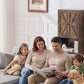 Grey corduroy modular sectional sofa with chaise seating for family lounging