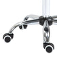 Gray rolling hydraulic spa saddle stool with chrome base and caster wheels