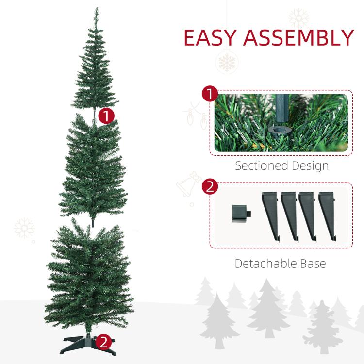 Slim artificial pencil Christmas tree with detachable base and warm white LED lights