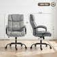 Light grey high-back chair side profile with thick seat cushion and padded armrests