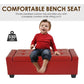 Red tufted storage ottoman bench seat with thick padded top