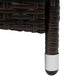 Close-up of chaise lounge leg with dark woven post and white underside support foot