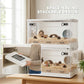Stackable clear small animal cage design with two levels and front access