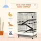 Black wire small animal cage hutch with 4 levels, ramps, and front door opening