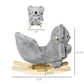 Gray koala rocking horse with plush body, wooden rockers, and included stuffed doll