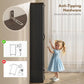 Black pantry cabinet with anti-tipping hardware bracket on the side panel