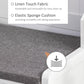 Gray padded seat cushion on a white hall tree bench with linen-touch fabric