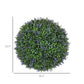 Artificial topiary ball with dense green leaves and purple flower clusters