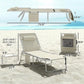 Beige tanning chair set with face hole and side table, shown with size measurements