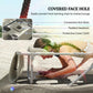 Beige tanning chair with covered face hole and arm slots detail