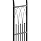 Black metal garden trellis arch frame with arched lattice and vertical bars